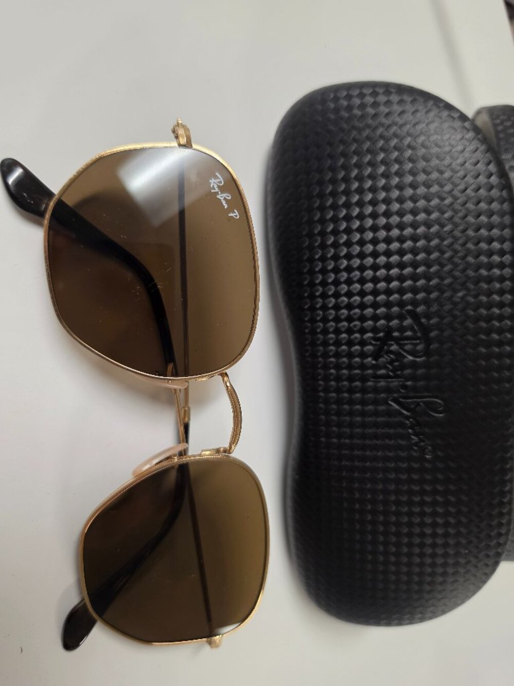 Ray-Ban Hexagonal Flat Lenses-brown Polarized sunglasses in polished Arista gold